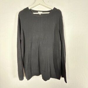 J.Jill Womens Black Crew Neck Pullover Sweater Large Long Sleeve Lightweight New